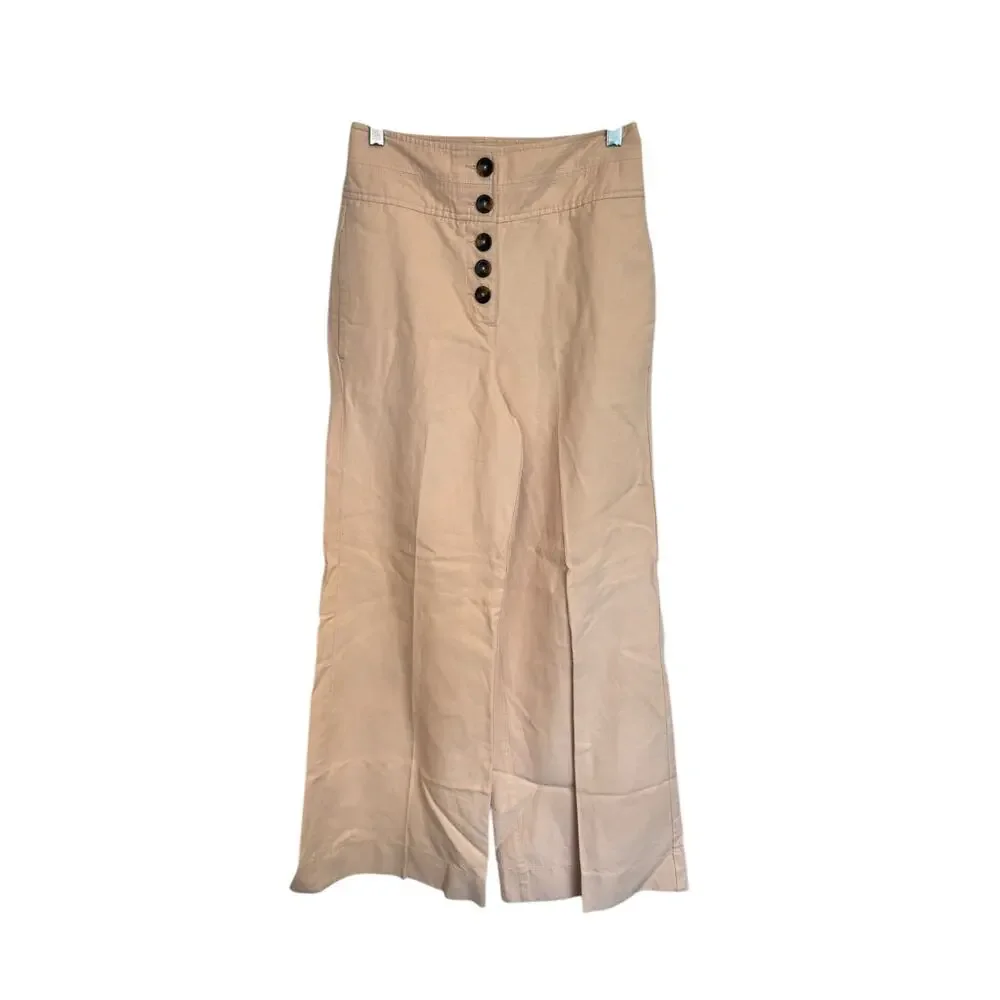 BODEN NWT High Waist Wide Leg Trousers Size US 2 Petite Cotton Linen $159 MSRP - Picture 2 of 12